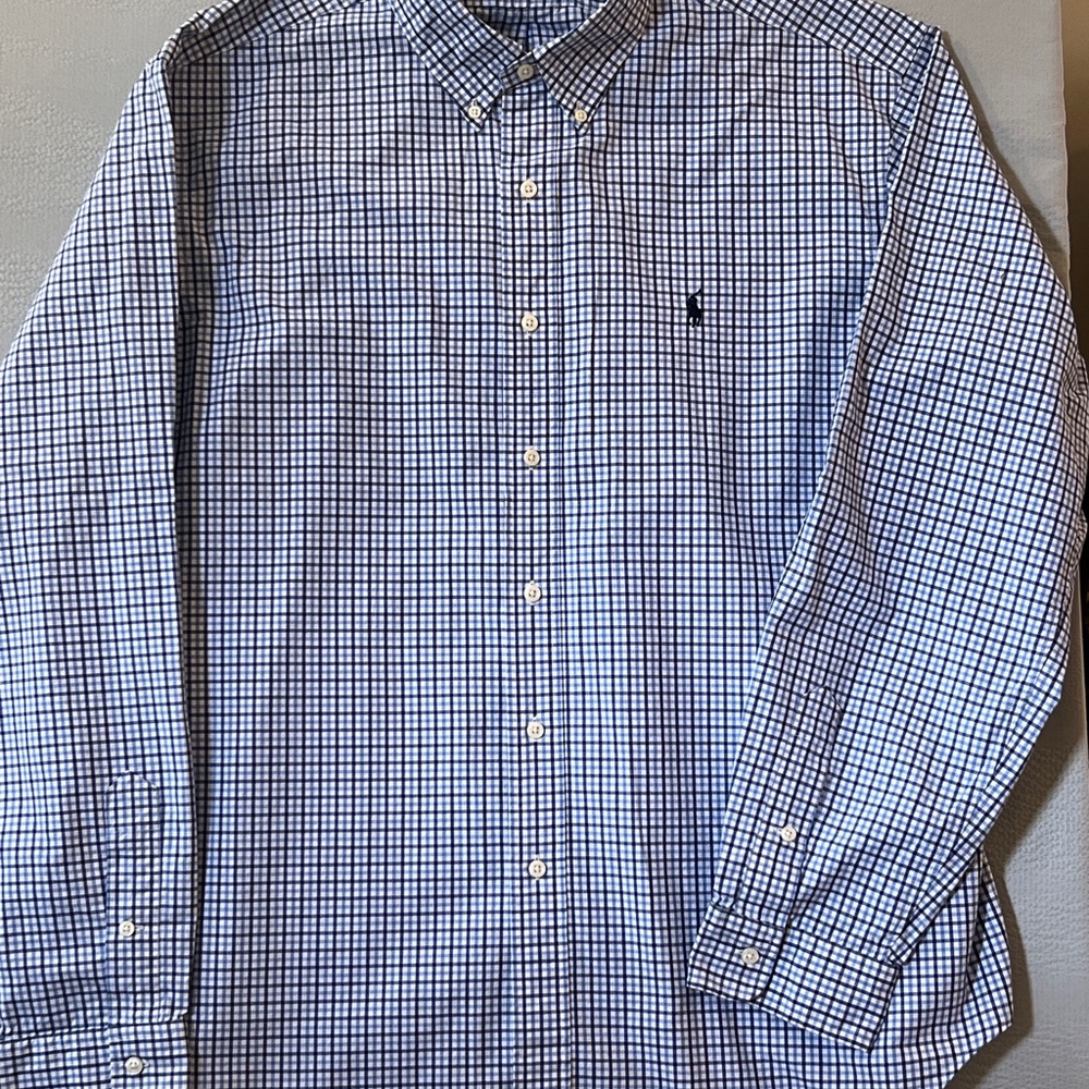 Ralph Lauren Blue and White Checkered Shirt XXL